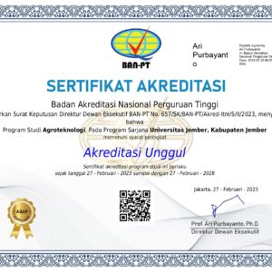 Sertifikat Akreditasi Program Studi Agroteknologi